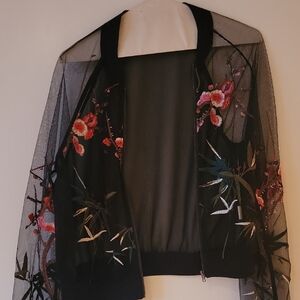 Jealous Tomato Black Floral Mesh Jacket